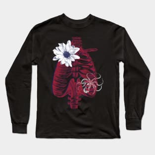 Abstract Collage Sunflower Ribcage And Octopus Long Sleeve T-Shirt